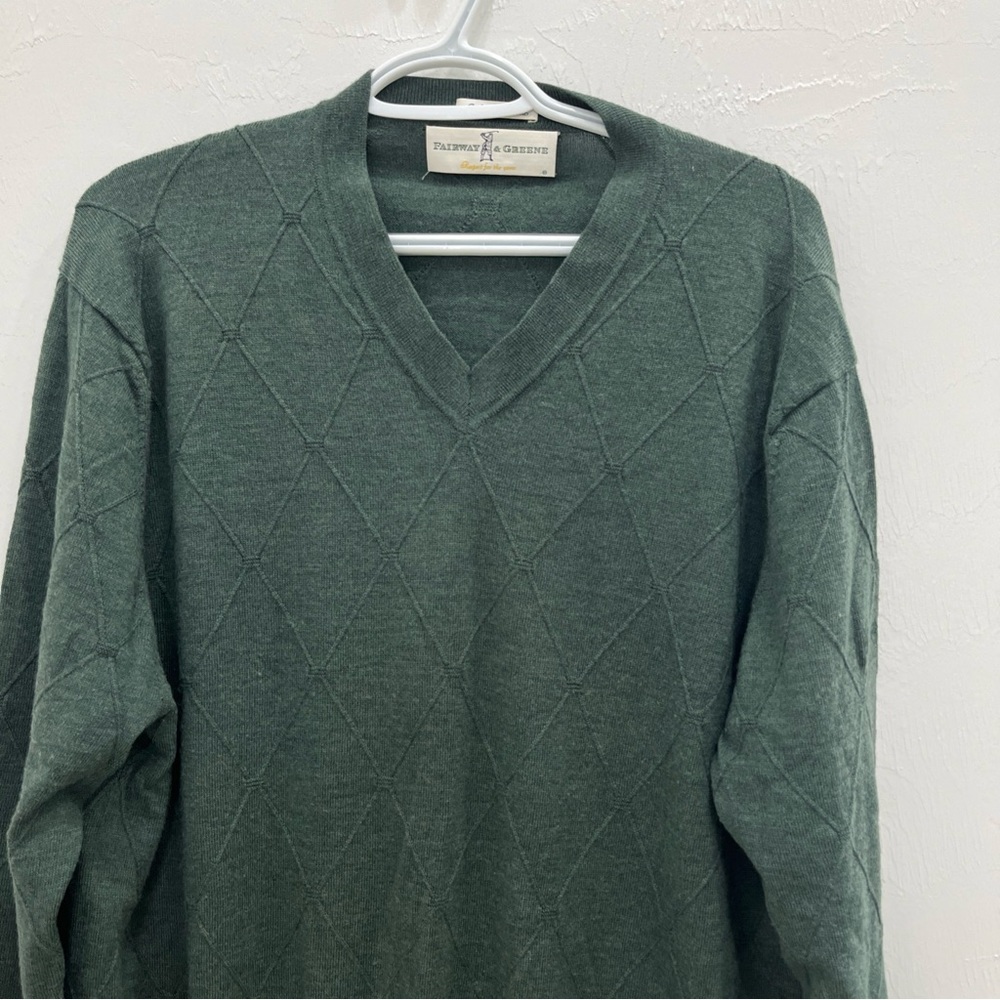 Fairway & Greene Men's V-Neck Sweater - Forest‎ Green Italian Merino Wool